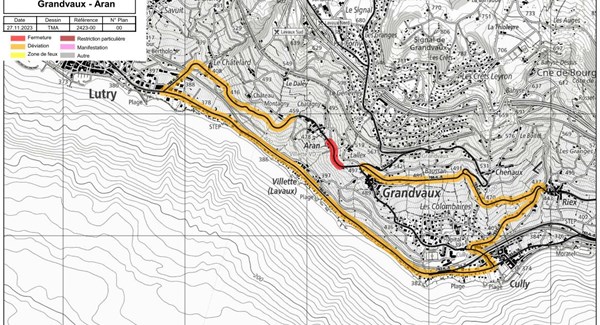 Fermeture de route à Grandvaux et Aran